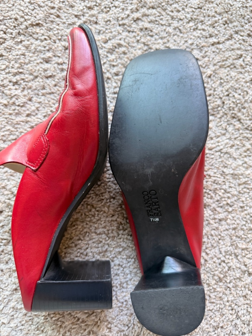 Frank Sarto Red Leather women mules - Picture 4 of 6